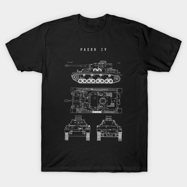 Panzer IV | German World War 2 Vehicle Blueprint T-Shirt by Distant War